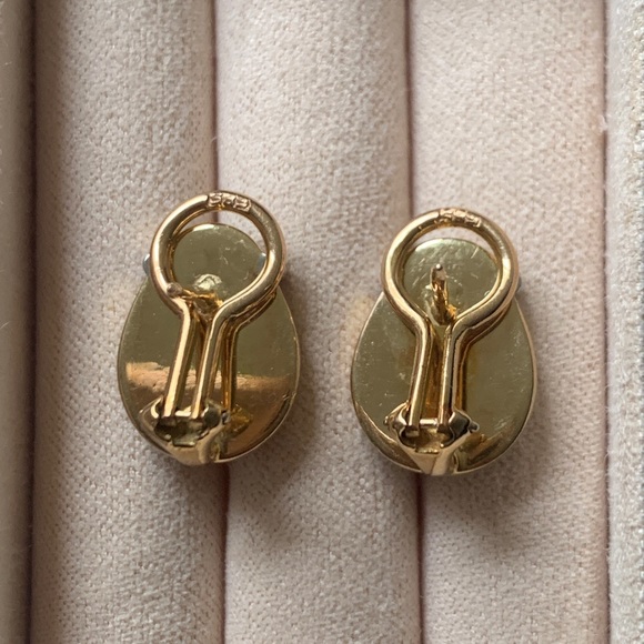 Vintage Mid-Century 14k Gold Diamonds Scarab Beetle Earrings Malachite Onyx - Picture 2 of 2